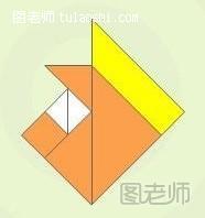 步骤14:把跨过右边三角形的等边小三角形沿着折线折到左边，效果如图：