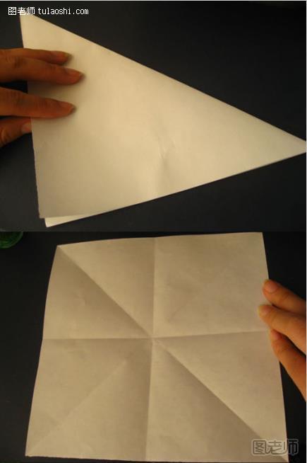 步骤1:将方形纸按对角线折