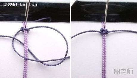 步骤3:开始基本的手绳编织，如图示