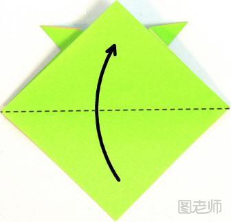 步骤11:下面的角向上折，与顶角重合