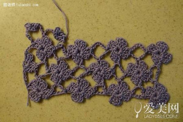  针织围巾 连续花朵型围巾的织法 