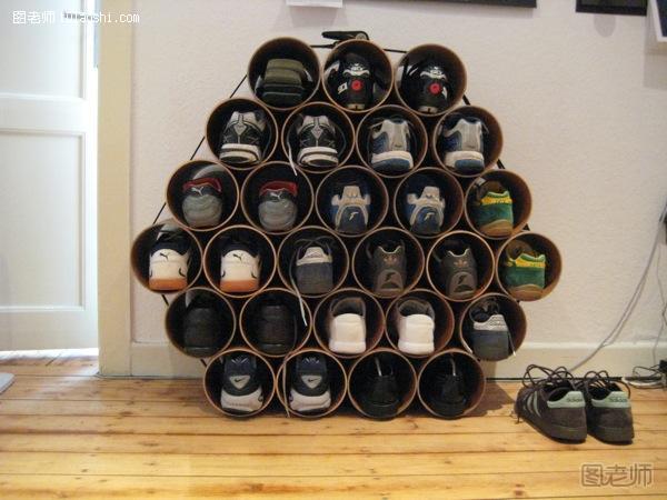 Shoe Rack Made of Pipes