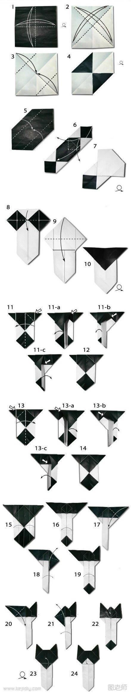 折纸制作猫咪书签 可爱猫咪书签折法- www.kejidiy.com