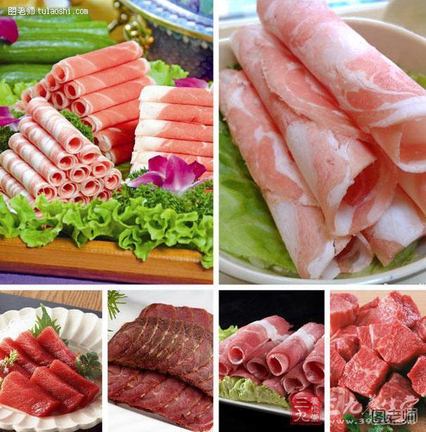 牛羊肉、内脏、也包括鱼类。含有丰富的血红素铁、B族维生素和蛋白质