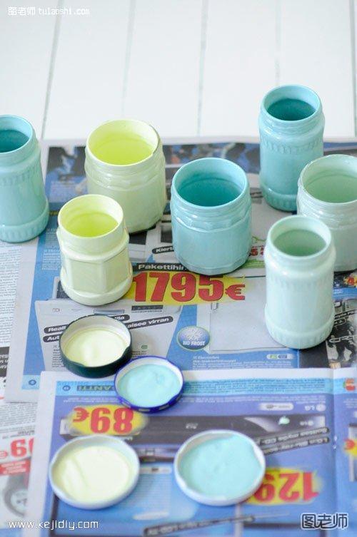 玻璃瓶罐废物利用DIY制作简约笔筒/花瓶/收纳罐- www.kejidiy.com