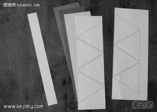 卡纸简单手工制作漂亮的三角形装饰- www.kejidiy.com