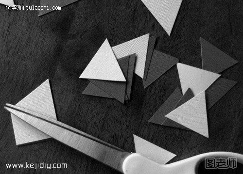 卡纸简单手工制作漂亮的三角形装饰- www.kejidiy.com