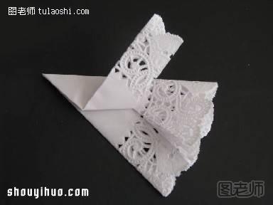鸽子的折法图解 圆形餐巾纸折纸鸽子的教程 - www.shouyihuo.com