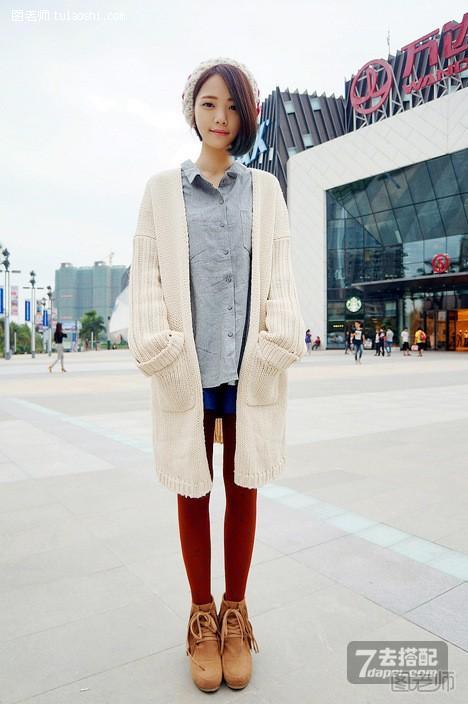 毛衣+修身+日系范 气质时尚搭腿儿也显瘦瘦