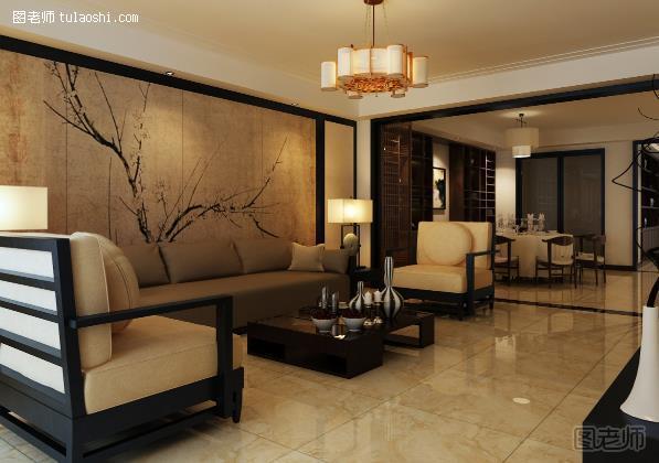 中式小户型客厅装修设计图片