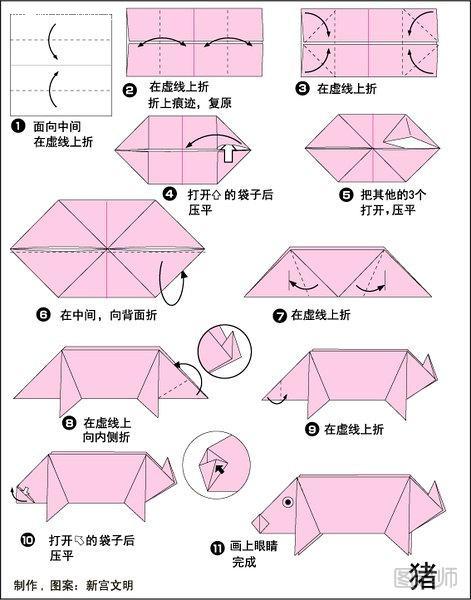 猪的折纸方法