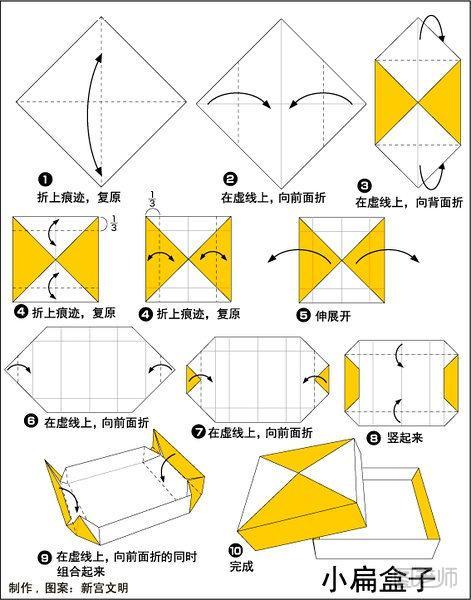 小扁盒子的折纸方法