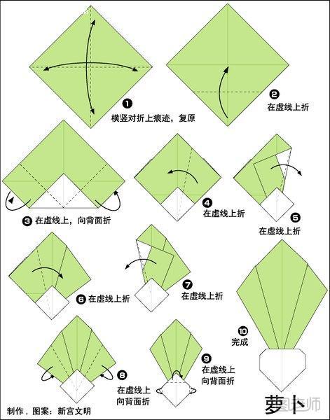 萝卜的折纸方法（二）
