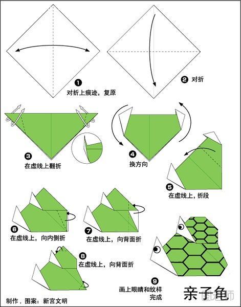 亲子乌龟的折纸方法