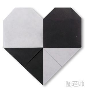 两色心的折纸方法