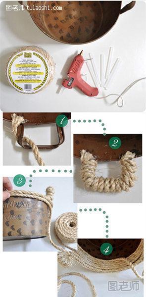 塑料篮子筒改造 利用麻绳塑料篮子筒改造方法