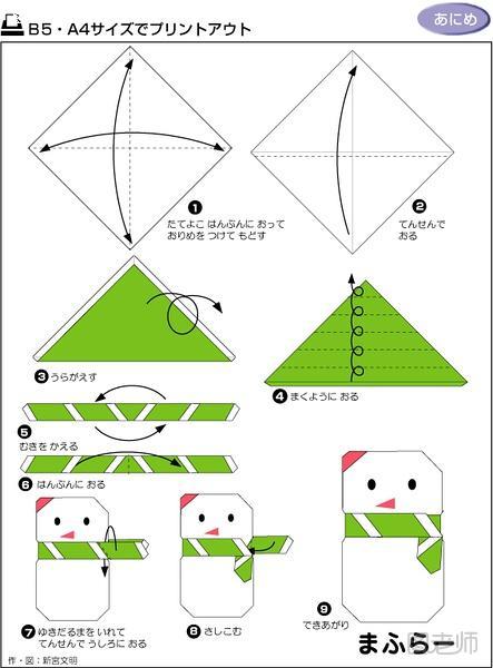 雪人的折纸方法 