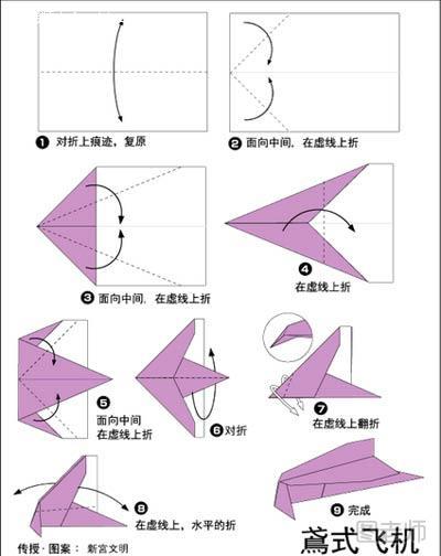 纸折鸟状飞机的折法 折纸教程