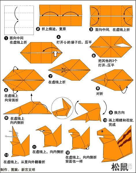 松鼠的折纸方法