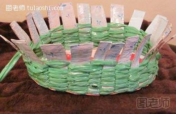 废塑料袋编织小篮子教程 diy制作篮子教程