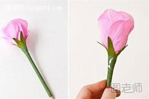 手工褶皱纸玫瑰花 精美粉嫩的皱纸玫瑰