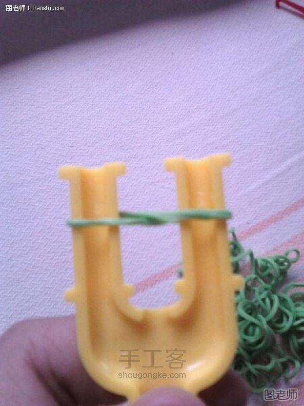 【图文】编织教程图解 宽手链的变法OO (橡皮筋制作） 彩虹织机