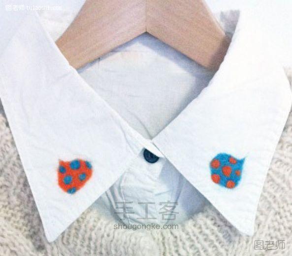 手工编织图片教程 衣领的羊毛刺绣