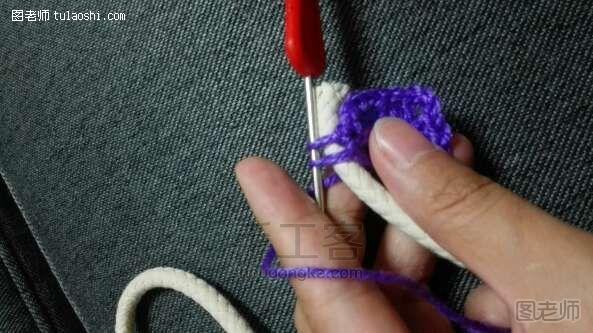 手工编织图解教程 麻绳加毛线钩杯垫的新方法