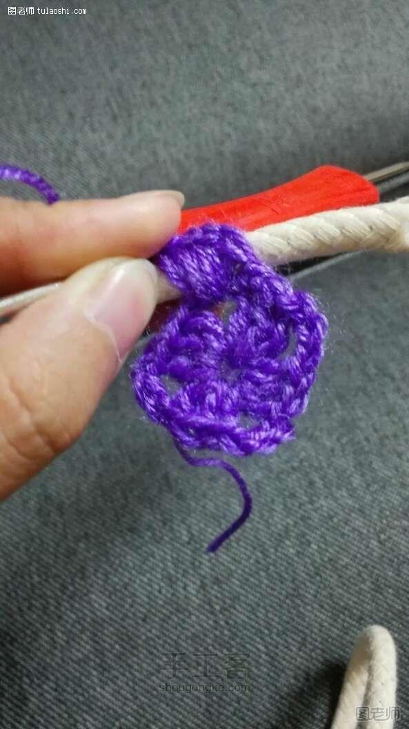 手工编织图解教程 麻绳加毛线钩杯垫的新方法