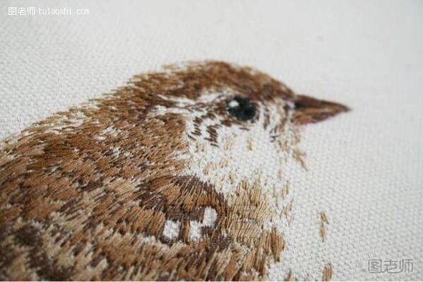 手工编织教程【图】 绣一只小鸟