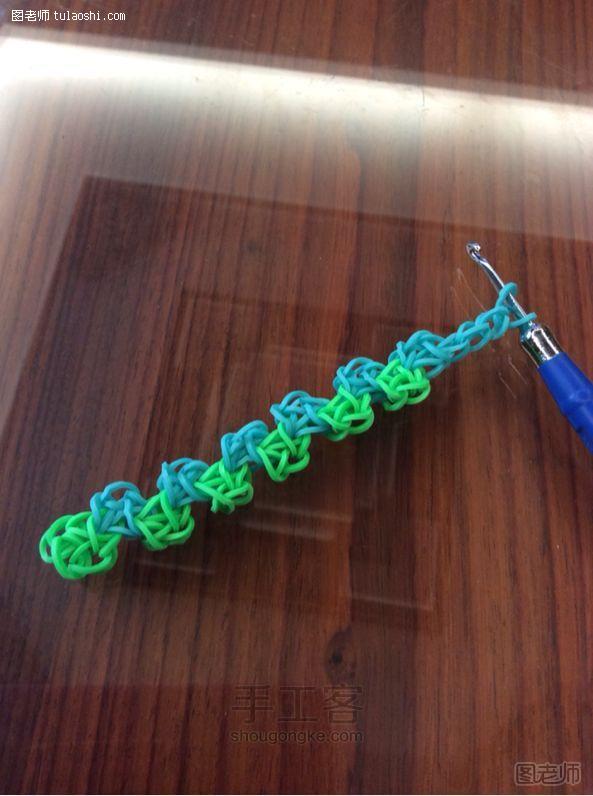手工编织图片教程 橡皮筋方形手链 彩虹织机