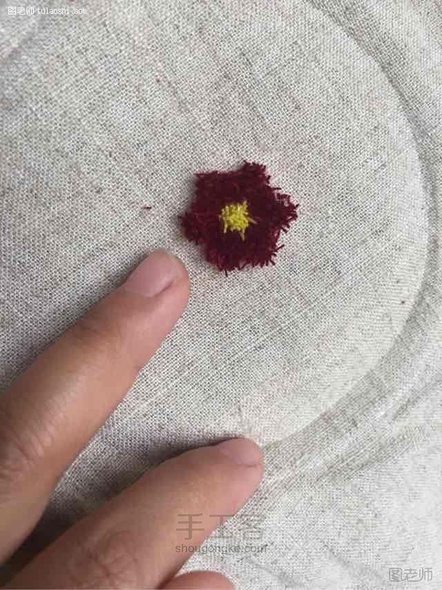 手工编织图片教程【图文】一朵毛绒绒的小花