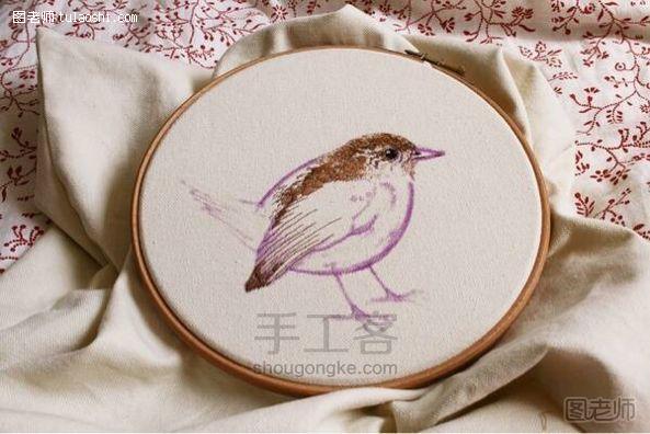 手工编织教程【图】 绣一只小鸟