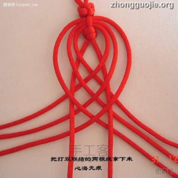 手工编织图解教程【图】 简单漂亮的红绳手链 中国结手绳教程