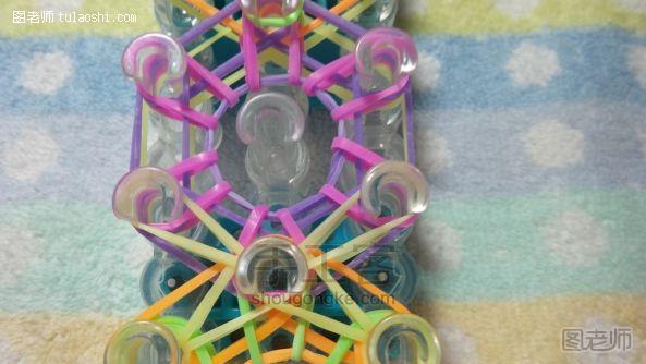 手工编织教程【图】 彩色皮筋编织的彩虹绽放手链