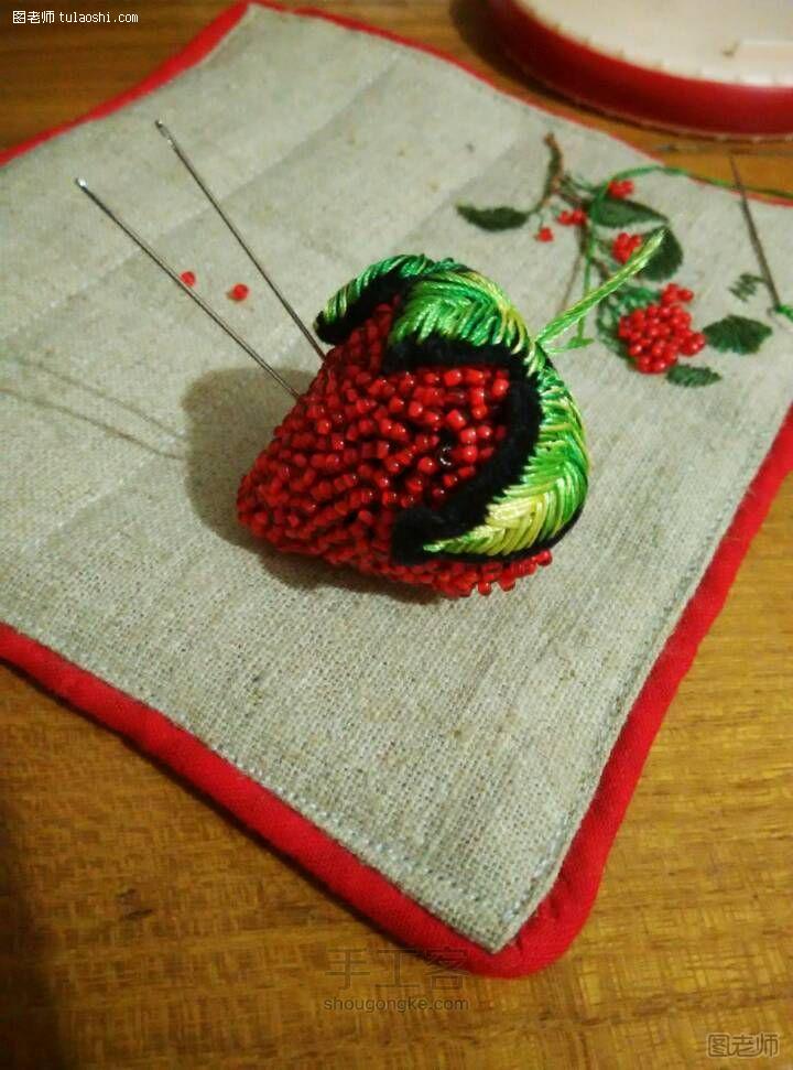 diy编织教程【图文】 草莓 珠绣教程