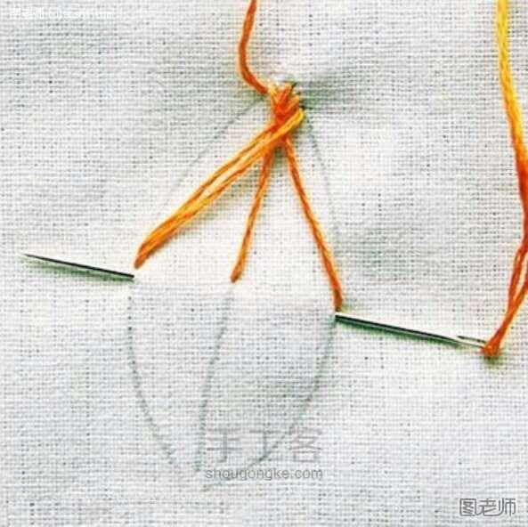 【图】编织教程图解 叶子的绣法