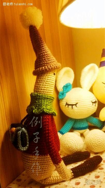 手工编织图片教程【图文】呆萌创意小玩偶系列之背包长腿米豆