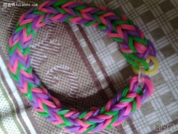 手工编织教程【图】 橡皮筋手链彩虹织机