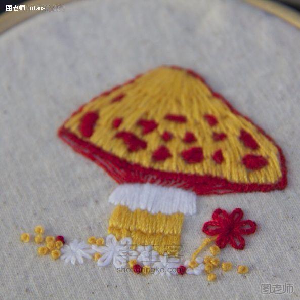 编织diy教程【图】 做一只独立的蘑菇 刺绣教程