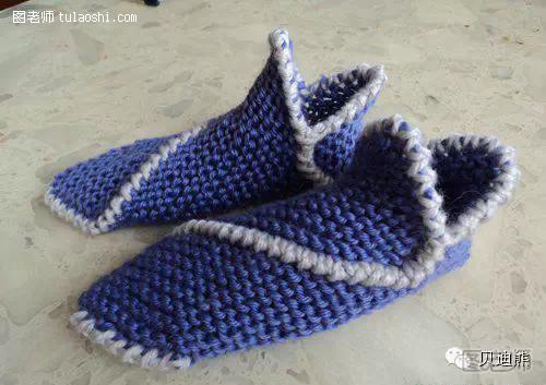 【图】diy编织教程 暖暖的毛线地板鞋