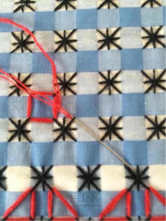 【图】编织diy教程 刺绣 格子的世界