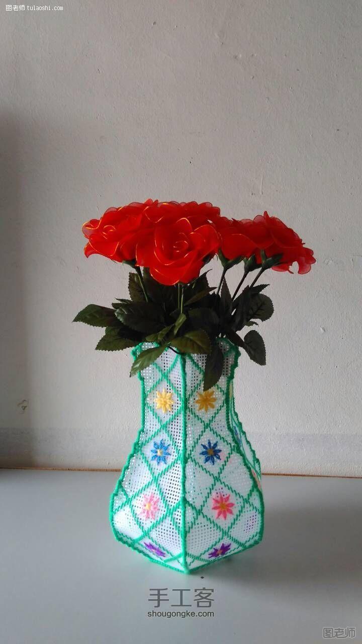 手工编织图解教程 立体绣简单美花瓶