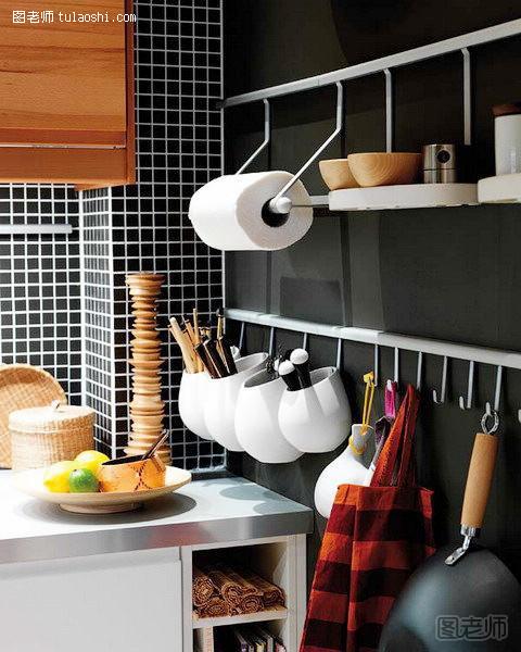 小户型厨房装修效果图 黑白配的空间艺术设计