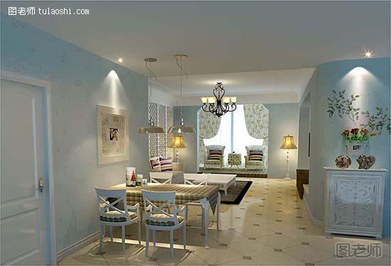 居室客厅地中海风格装修设计图片 独特设计带来清爽美感