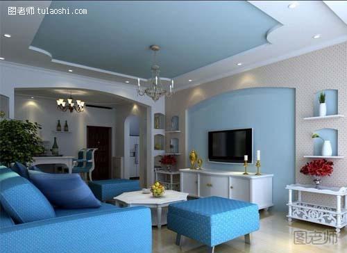现代客厅蓝白色彩搭配概论 蓝白搭配演绎地中海浪漫情调