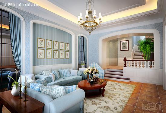 居室客厅地中海风格装修设计图片 独特设计带来清爽美感