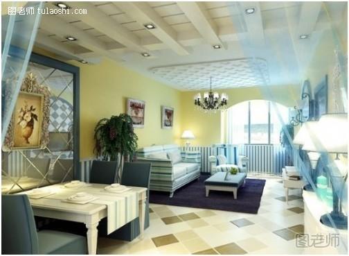 现代两居室地中海风格装修图片 浪漫浅蓝色调打造唯美客厅