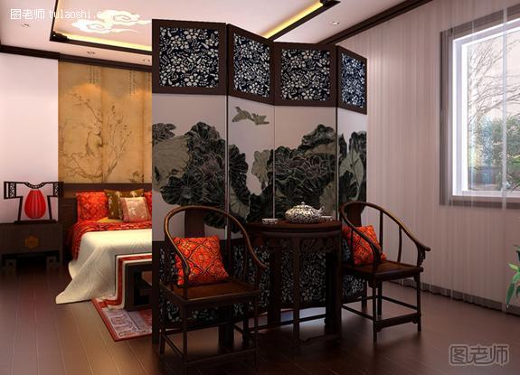 中式风格卧室效果图