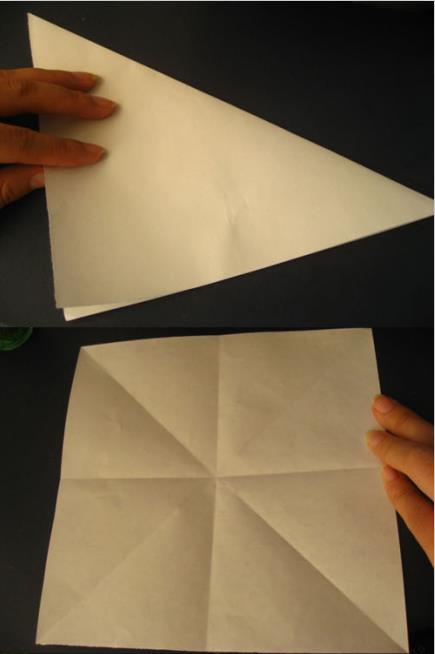 过程1:将方形纸按对角线折